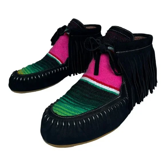 L&B Black Leather Serape Moccasins Women Size 11 NWOT - Picture 7 of 9